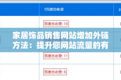家居饰品销售网站增加外链方法：提升您网站流量的有效策略