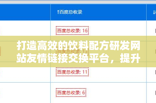 打造高效的饮料配方研发网站友情链接交换平台，提升你的饮品品牌价值