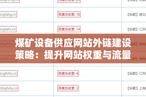 煤矿设备供应网站外链建设策略：提升网站权重与流量的有效方法