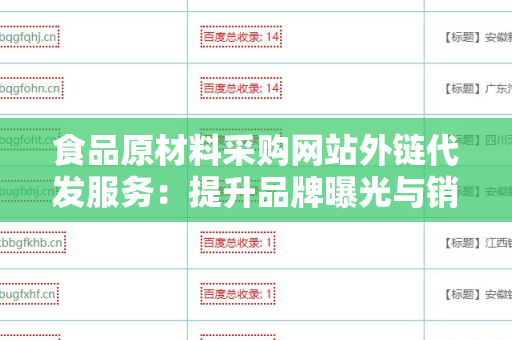 食品原材料采购网站外链代发服务：提升品牌曝光与销售的有效策略