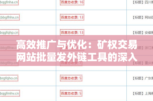 高效推广与优化：矿权交易网站批量发外链工具的深入解析