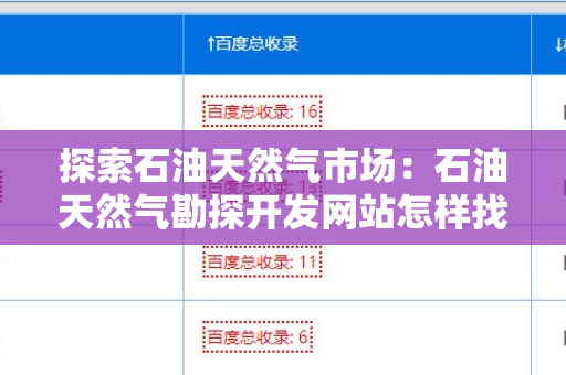 探索石油天然气市场：石油天然气勘探开发网站怎样找免费外链平台