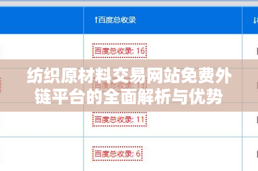 纺织原材料交易网站免费外链平台的全面解析与优势