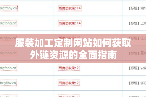 服装加工定制网站如何获取外链资源的全面指南