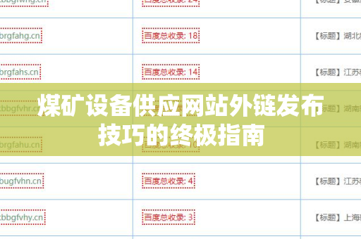 煤矿设备供应网站外链发布技巧的终极指南