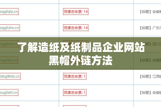 了解造纸及纸制品企业网站黑帽外链方法