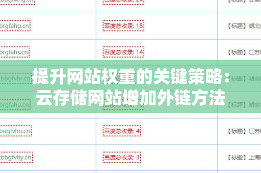 提升网站权重的关键策略：云存储网站增加外链方法
