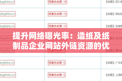 提升网络曝光率：造纸及纸制品企业网站外链资源的优化策略