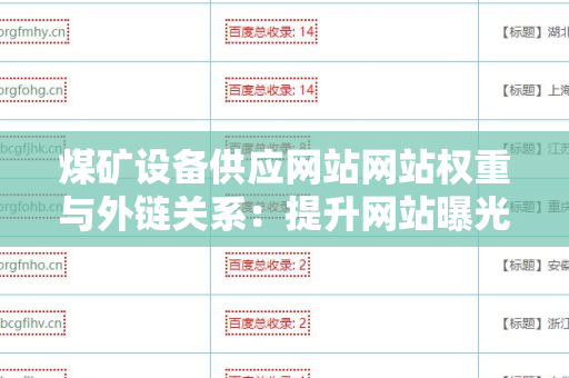 煤矿设备供应网站网站权重与外链关系：提升网站曝光率的关键