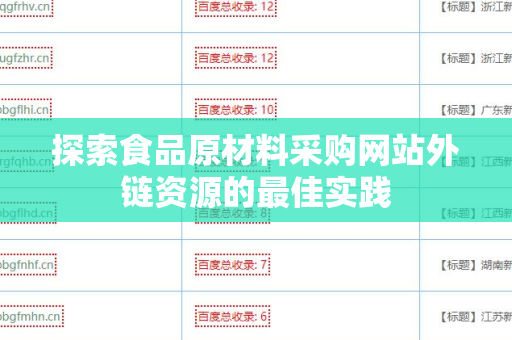 探索食品原材料采购网站外链资源的最佳实践
