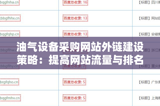油气设备采购网站外链建设策略：提高网站流量与排名的实用指南