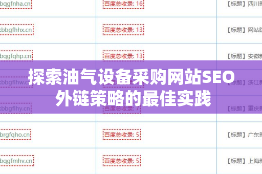 探索油气设备采购网站SEO 外链策略的最佳实践
