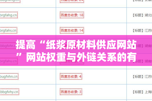 提高“纸浆原材料供应网站”网站权重与外链关系的有效策略