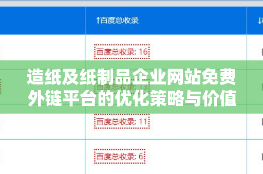 造纸及纸制品企业网站免费外链平台的优化策略与价值分析