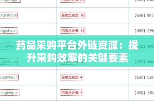 药品采购平台外链资源：提升采购效率的关键要素
