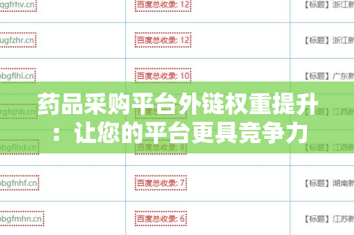 药品采购平台外链权重提升：让您的平台更具竞争力