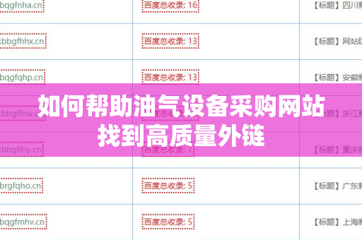 如何帮助油气设备采购网站找到高质量外链