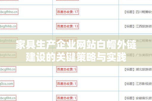 家具生产企业网站白帽外链建设的关键策略与实践