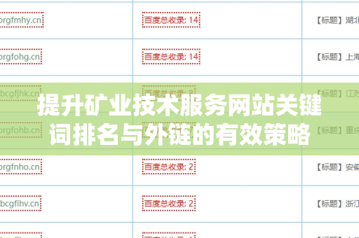 提升矿业技术服务网站关键词排名与外链的有效策略