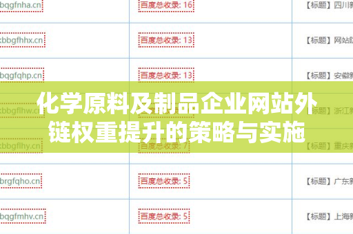 化学原料及制品企业网站外链权重提升的策略与实施