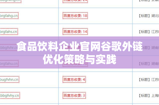 食品饮料企业官网谷歌外链优化策略与实践