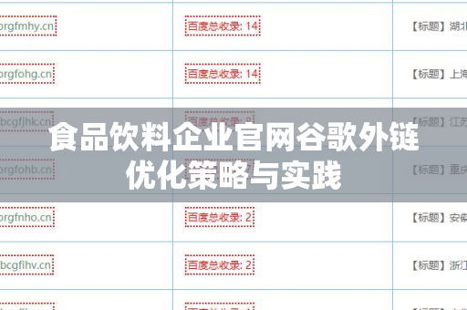 食品饮料企业官网谷歌外链优化策略与实践