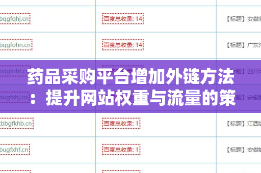 药品采购平台增加外链方法：提升网站权重与流量的策略