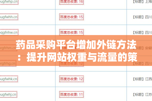药品采购平台增加外链方法：提升网站权重与流量的策略