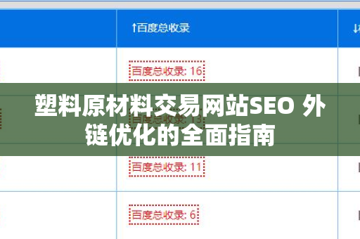塑料原材料交易网站SEO 外链优化的全面指南