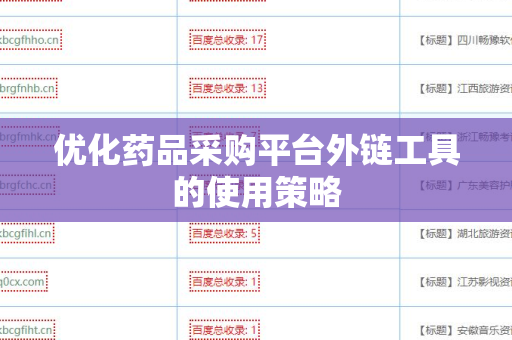 优化药品采购平台外链工具的使用策略