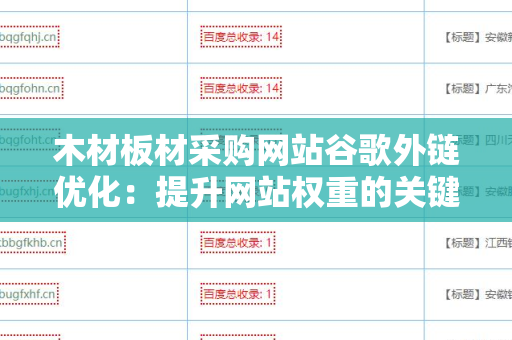 木材板材采购网站谷歌外链优化：提升网站权重的关键策略