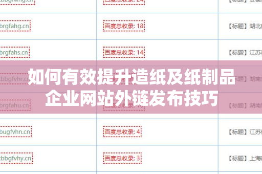 如何有效提升造纸及纸制品企业网站外链发布技巧