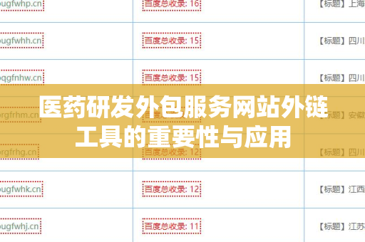 医药研发外包服务网站外链工具的重要性与应用