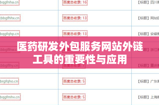 医药研发外包服务网站外链工具的重要性与应用