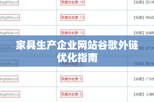 家具生产企业网站谷歌外链优化指南
