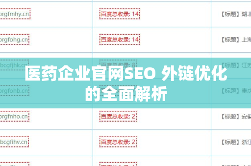 医药企业官网SEO 外链优化的全面解析