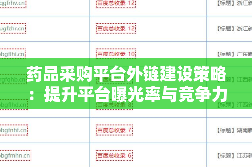 药品采购平台外链建设策略：提升平台曝光率与竞争力