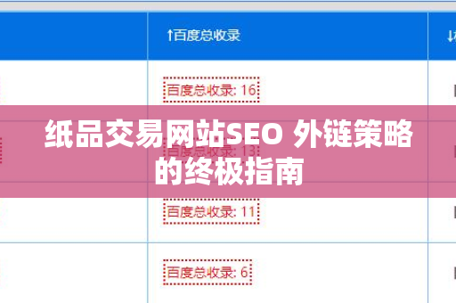 纸品交易网站SEO 外链策略的终极指南