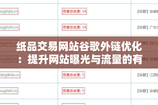 纸品交易网站谷歌外链优化：提升网站曝光与流量的有效策略