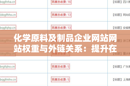 化学原料及制品企业网站网站权重与外链关系：提升在线竞争力的关键因素
