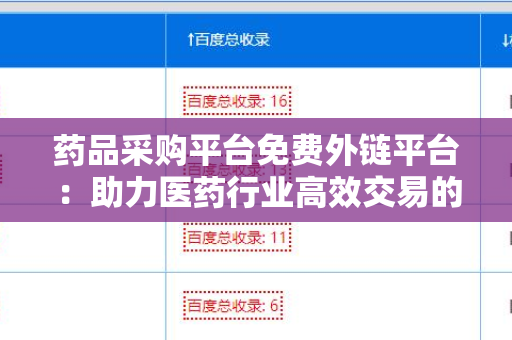 药品采购平台免费外链平台：助力医药行业高效交易的新时代