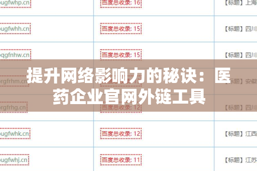 提升网络影响力的秘诀：医药企业官网外链工具