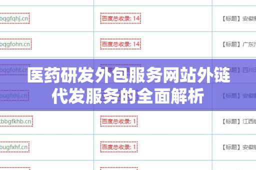 医药研发外包服务网站外链代发服务的全面解析