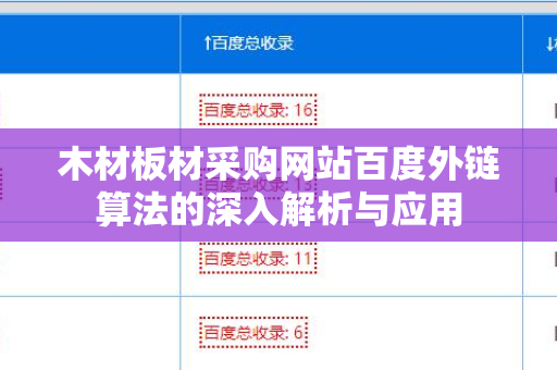 木材板材采购网站百度外链算法的深入解析与应用