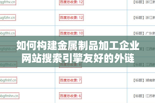 如何构建金属制品加工企业网站搜索引擎友好的外链
