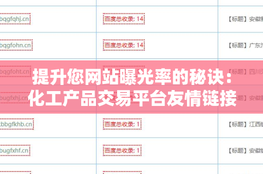 提升您网站曝光率的秘诀：化工产品交易平台友情链接交换平台