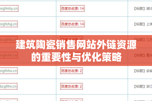 建筑陶瓷销售网站外链资源的重要性与优化策略