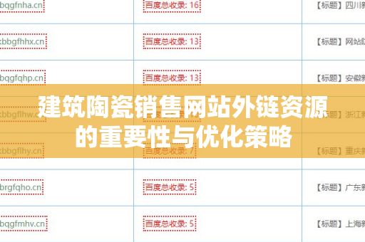 建筑陶瓷销售网站外链资源的重要性与优化策略