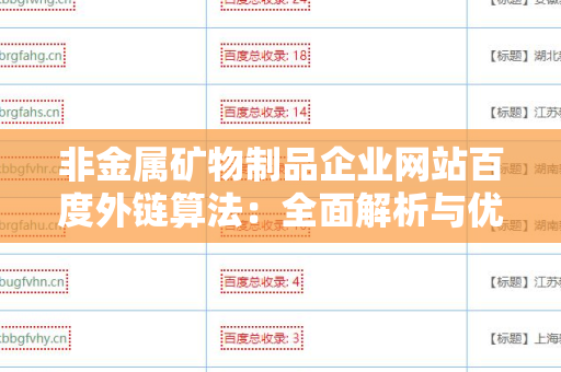 非金属矿物制品企业网站百度外链算法：全面解析与优化策略