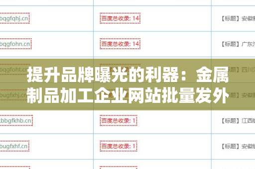 提升品牌曝光的利器：金属制品加工企业网站批量发外链工具的全方位解析